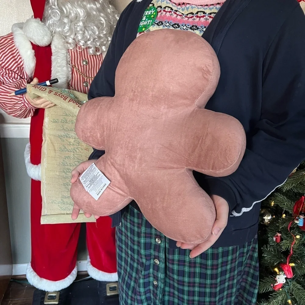 ❤️ Large 18” Gingerbread Man Christmas Holiday  Pillow Decor